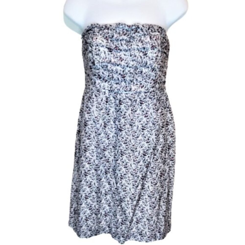 J. Crew Strapless Floral Mini Dress Ruffle Lined Cottagecore Size 2